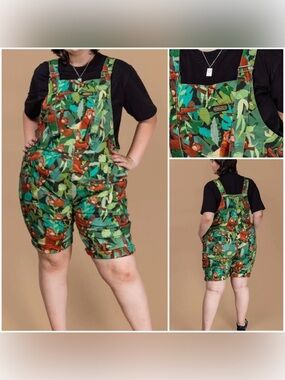 Orangutan Stretch Twill Cotton Shorts Dungarees Overalls
